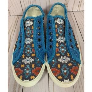 Montana West Slip On Sneakers‎ Sz 8 Turquoise Bling Southwest